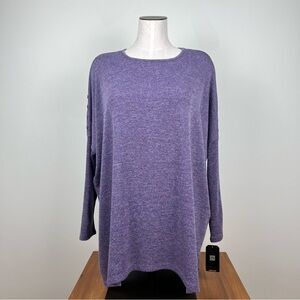 Clara SunWoo Purple Button Detail Tunic Sweater